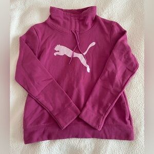 Puma size medium purple puma logo neck pull over/ sweater funnel